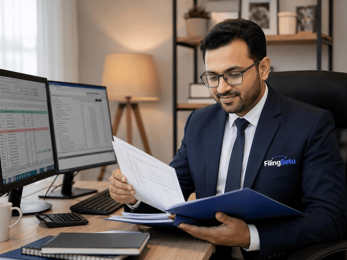 CA reviewing filing status on spreadsheets
